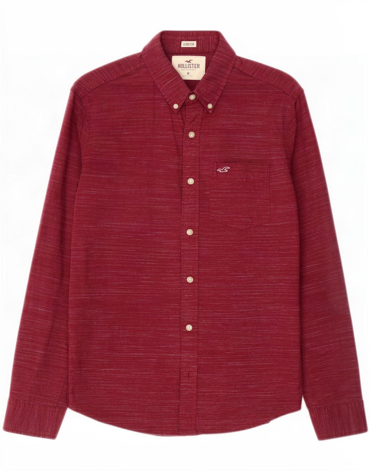 Camicia elasticizzata da uomo Hollister in cotone screziato bordeaux medio