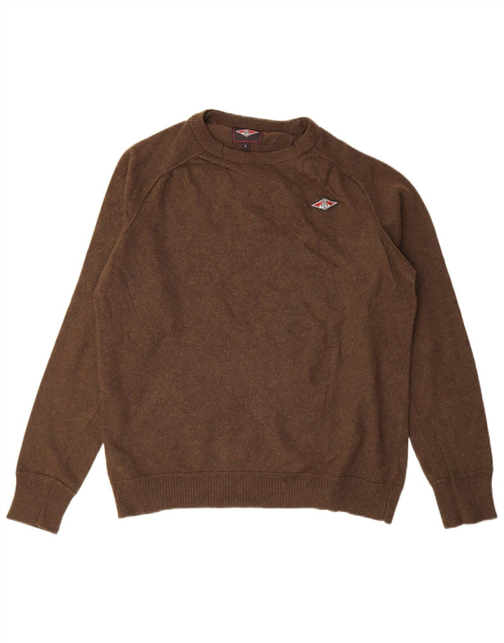 Maglione da uomo girocollo Bear Bear, grande lana marrone