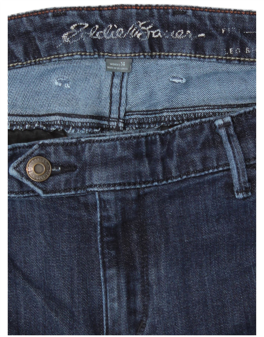Jeans dritti curvy da donna EDDIE BAUER US 14 XL W36 L28 Cotone blu navy