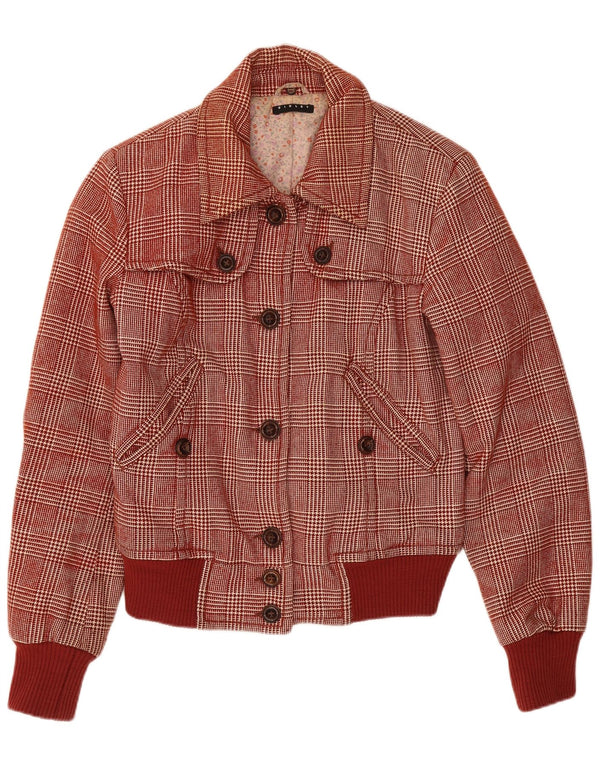 Giubbotto bomber da donna Sisley UK 6 XS lana pied de poule bordeaux