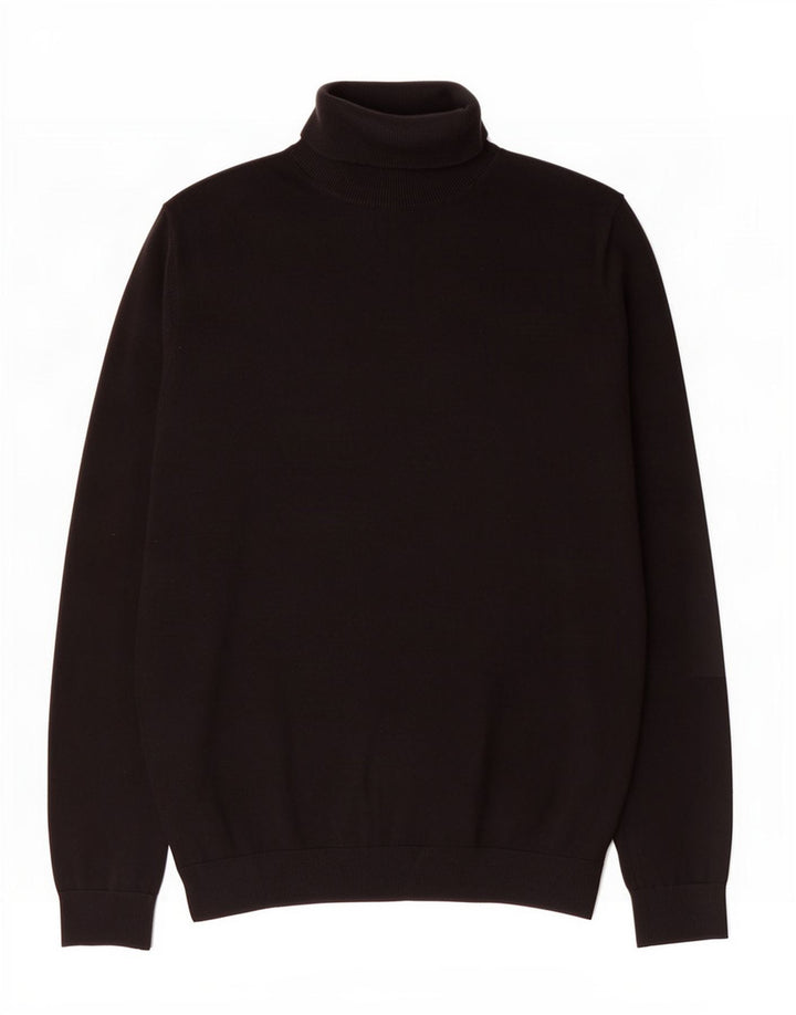 Maglione maglione da uomo Marks & Spencer a collo alto in cotone nero medio