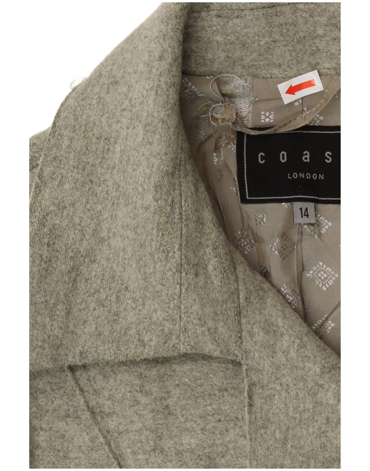 Cappotto doppiopetto da donna Coast UK 14 grande lana vergine grigia