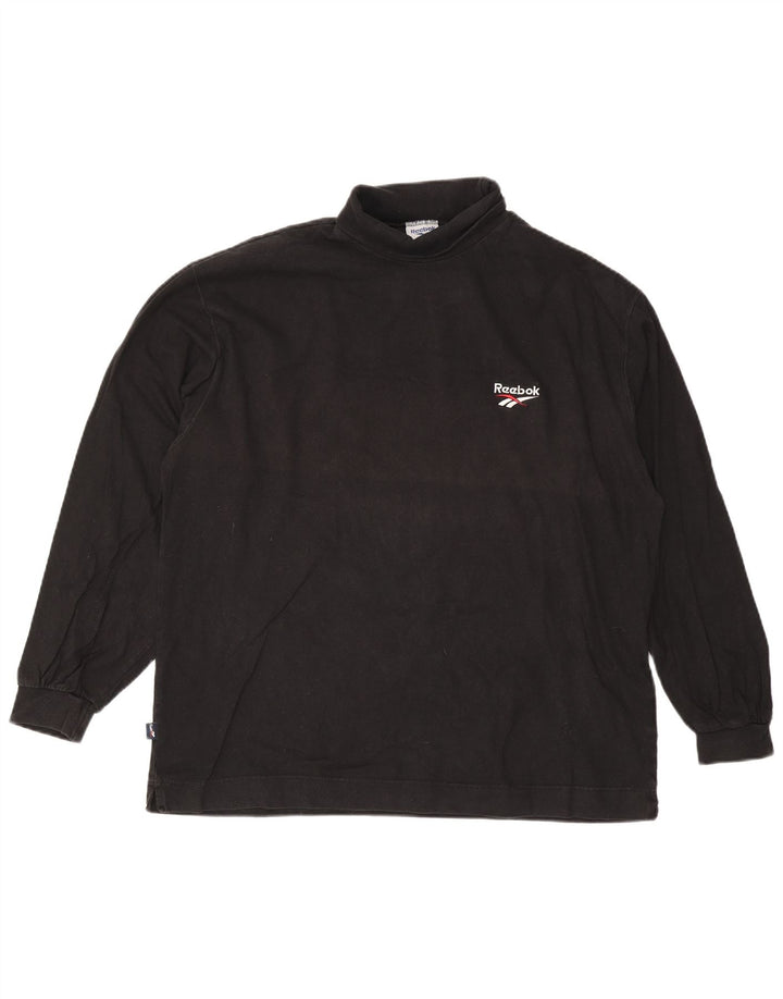 Top Reebok da uomo a collo alto a maniche lunghe 2XL in cotone nero