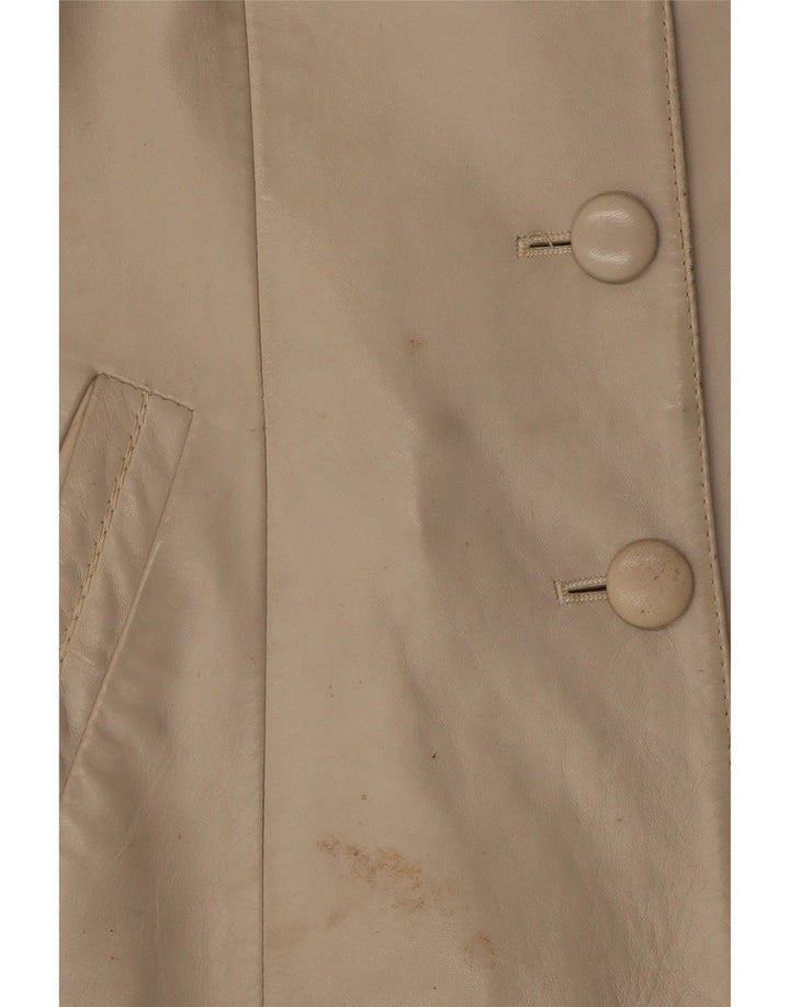 Giacca in pelle vintage da donna UK 10 piccola Beige