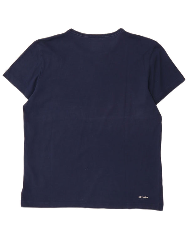 T-shirt grafica Adidas Climalite da uomo grande blu navy