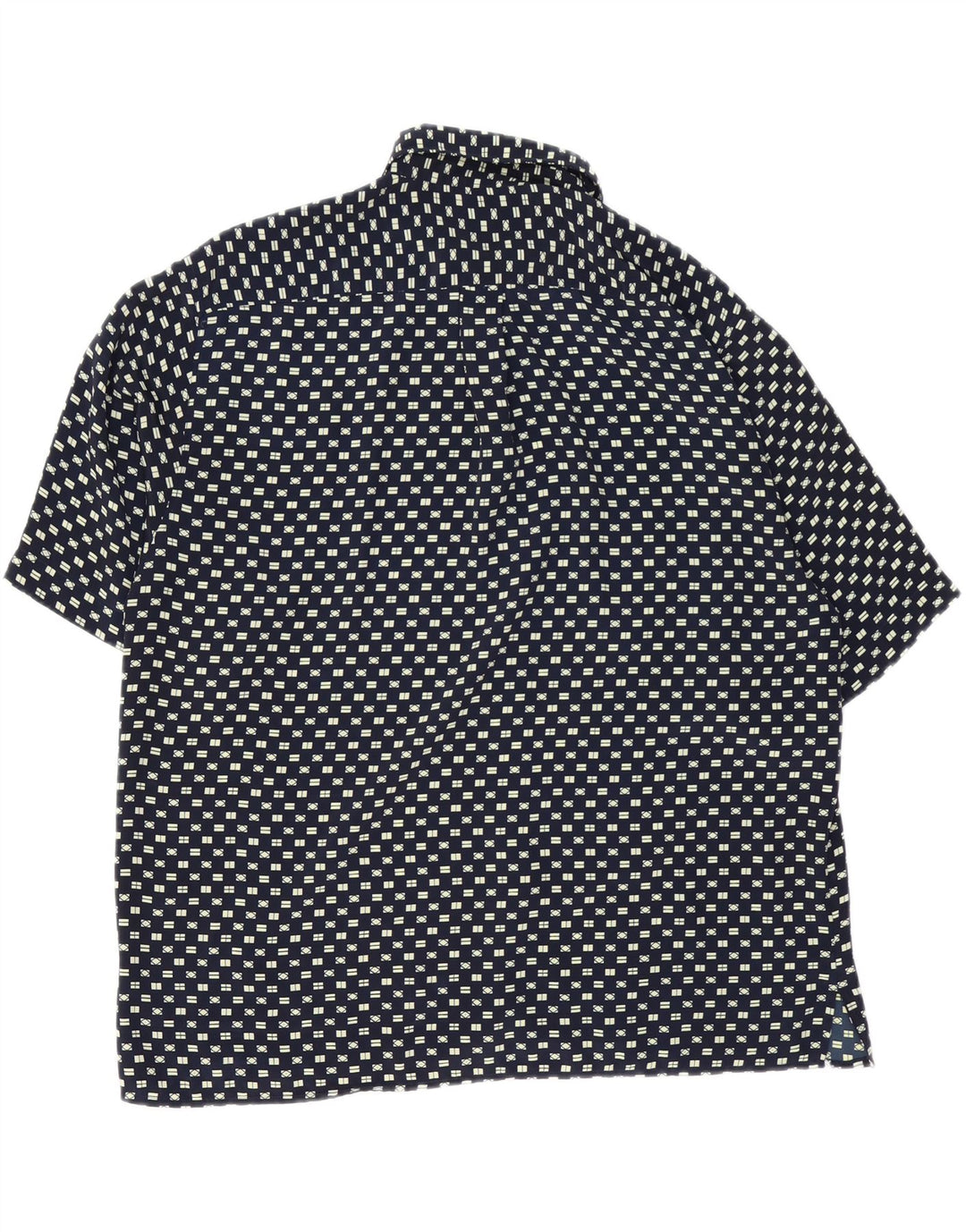 LANGELLA Mens Short Sleeve Shirt XL Navy Blue Geometric