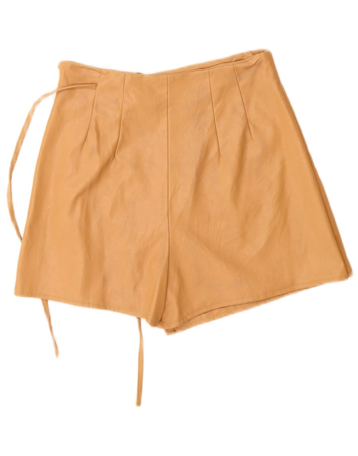 Pantaloncini in pelle da donna Zara piccoli W26 poliuretano beige