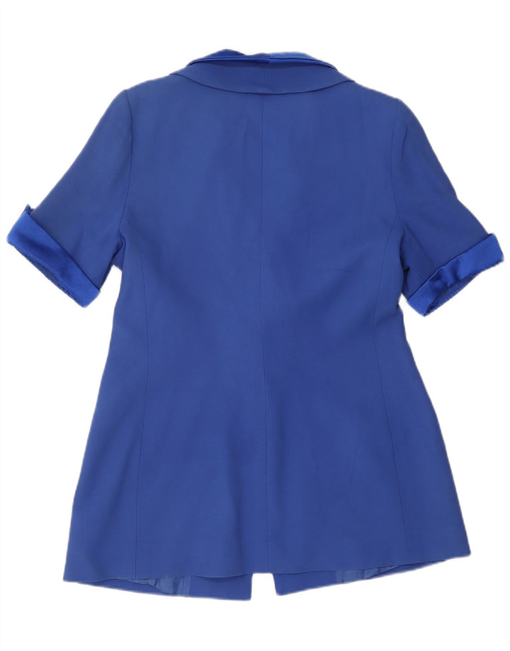 Giacca blazer da donna a maniche corte a 1 bottone in velluto IT 48 XL acetato blu
