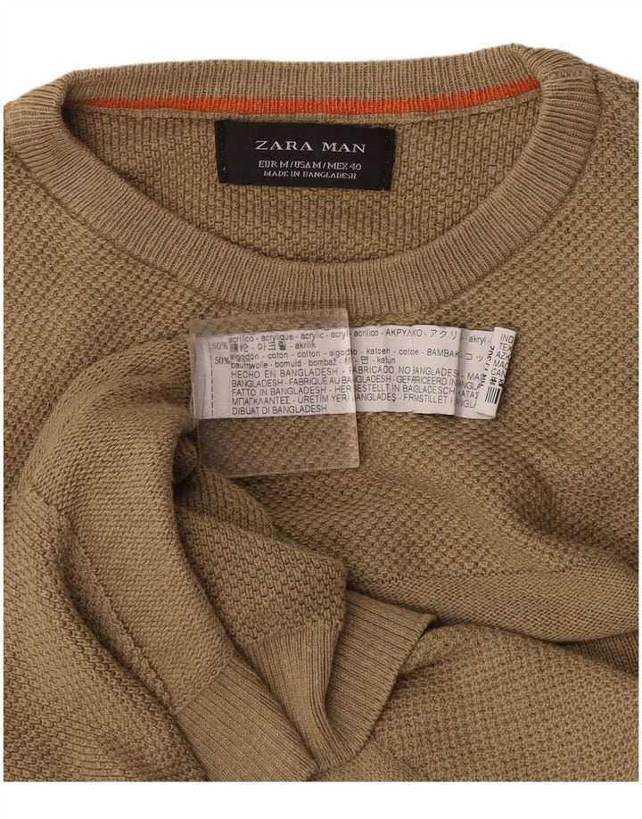 Maglione maglione girocollo da uomo Zara medio acrilico kaki