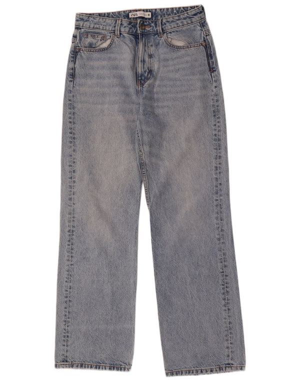 Jeans dritti a vita alta da donna Zara EU 38 piccoli W28 L32 cotone blu