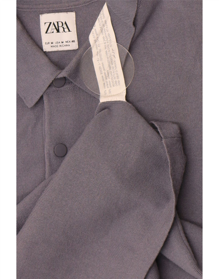 Maglione Zara da uomo a maniche corte con collo alto in viscosa grigio medio