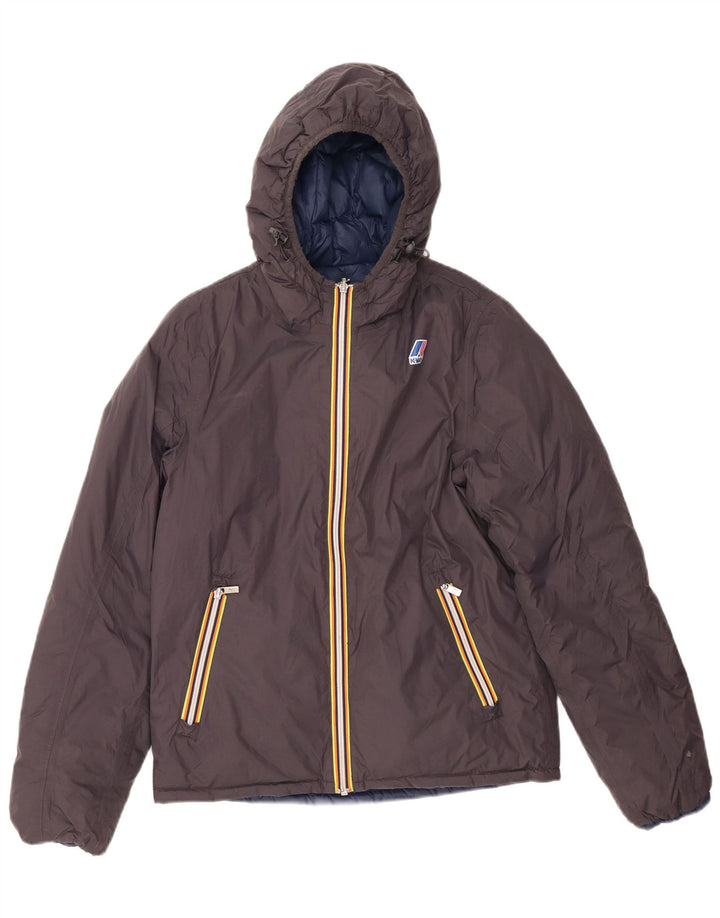 Giacca imbottita reversibile con cappuccio K-WAY per ragazzi 11-12 anni piccola grigia