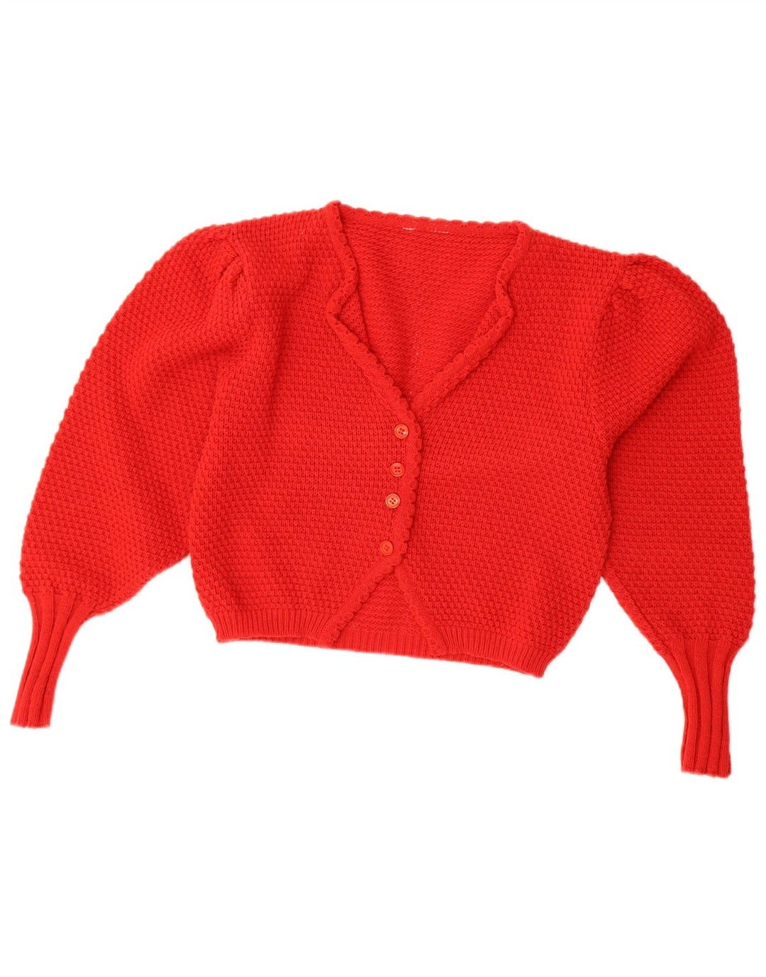 Maglione cardigan corto da donna vintage UK 12 rosso medio