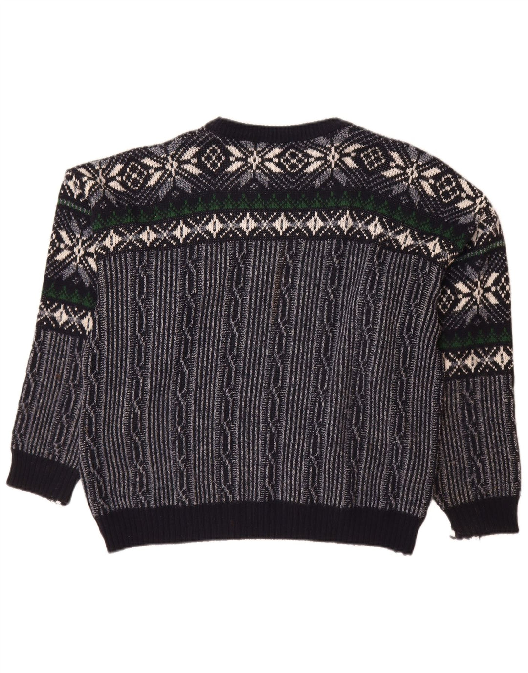 C&A Maglione da uomo con scollo a barca, grande, in poliacrilico Fair Isle blu navy