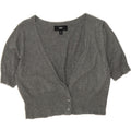 MOSSIMO Womens Short Sleeve Cardigan Sweater UK 14 Large Grey Cotton Vintage Mossimo and Second-Hand Mossimo from Messina Hembry 