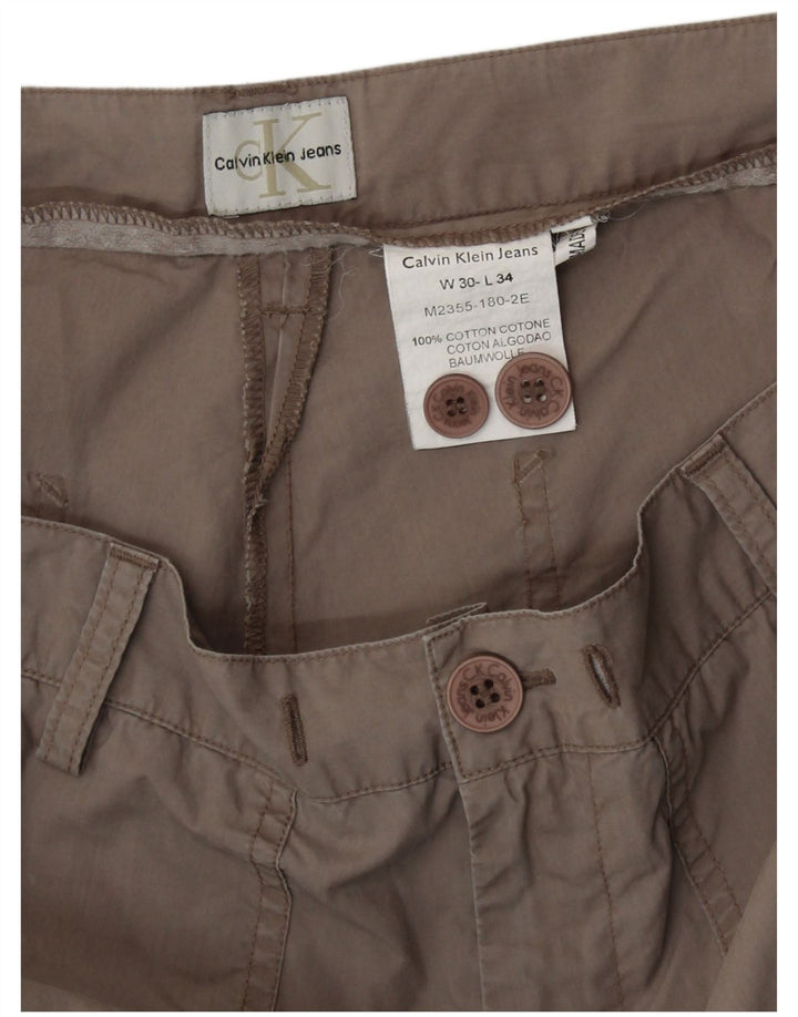 CALVIN KLEIN Pantaloni chino dritti da donna W30 L31 cotone grigio