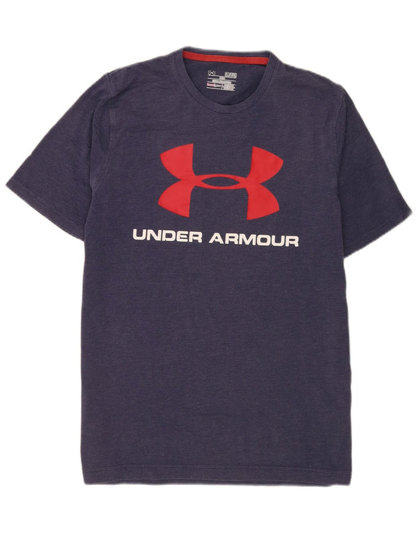 Under Armour Mens Heat Gear Graphic T-Shirt Top Small Navy Blue Cotton