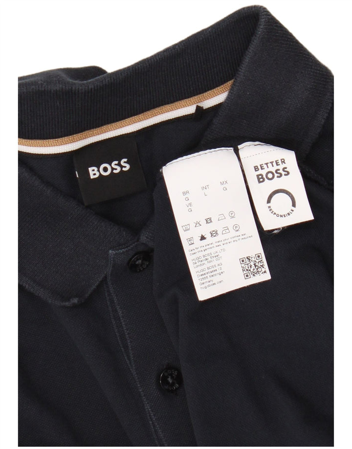 Polo da uomo Hugo Boss in cotone blu navy medio