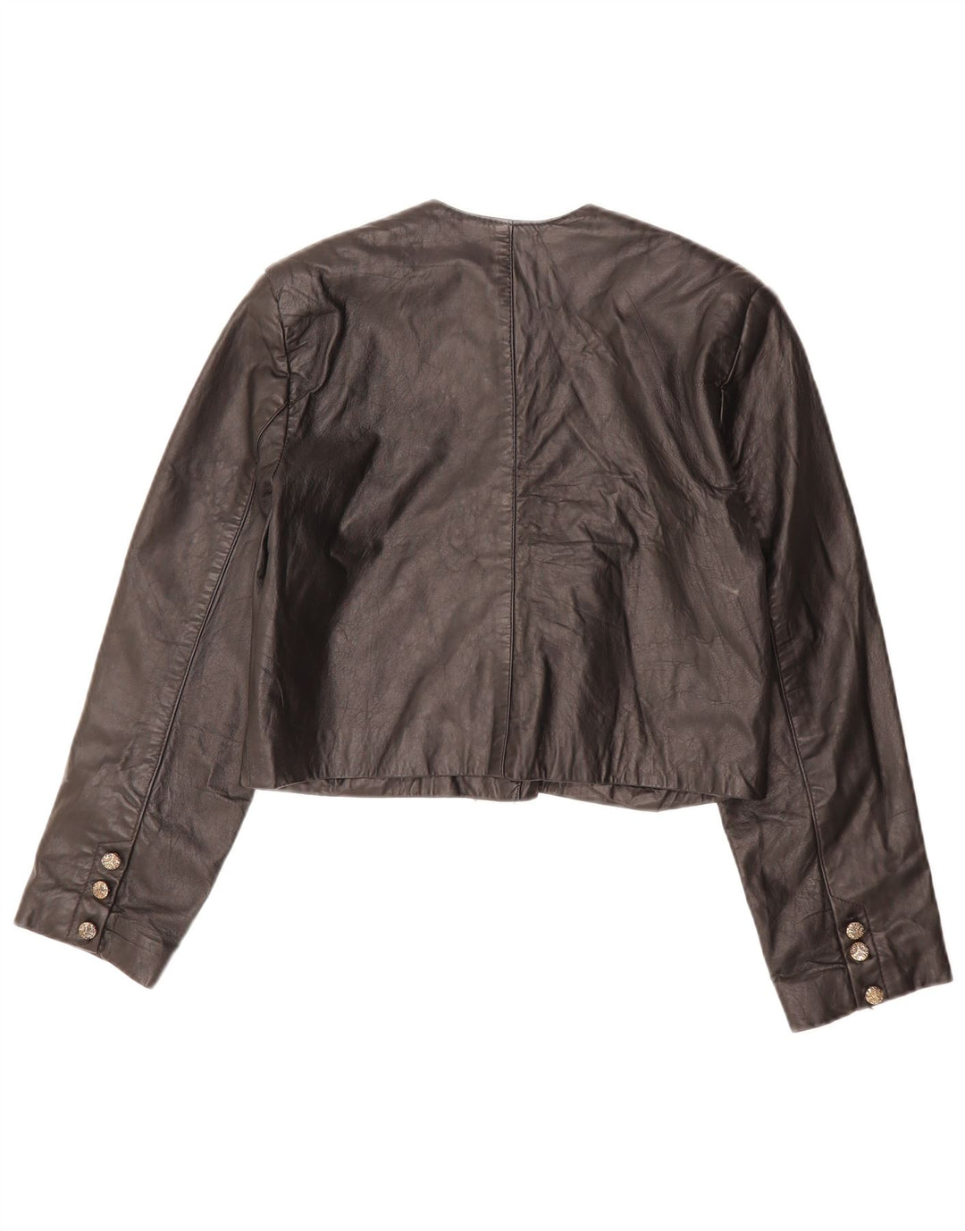 Giacca Bolero in pelle oversize da donna VINTAGE EU 36 piccola in pelle nera