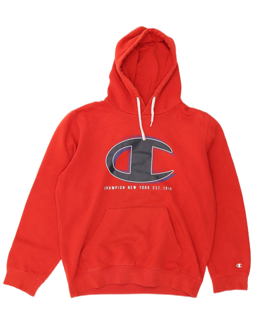Maglione con cappuccio grafico da uomo Champion rosso medio