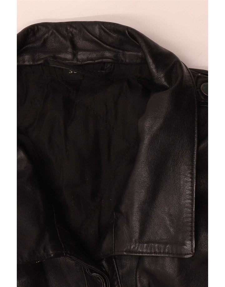 Giacca in pelle oversize da donna vintage EU 36 piccola in pelle nera