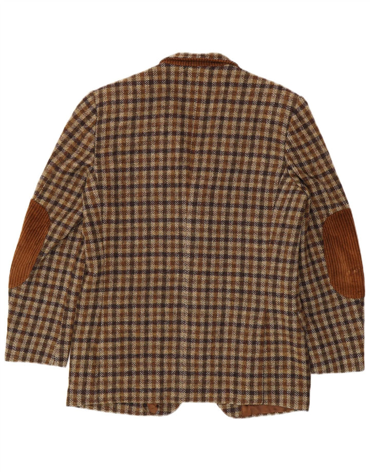 Giacca blazer da uomo a 3 bottoni Egon Von Furstenberg EU 50 grande percalle marrone