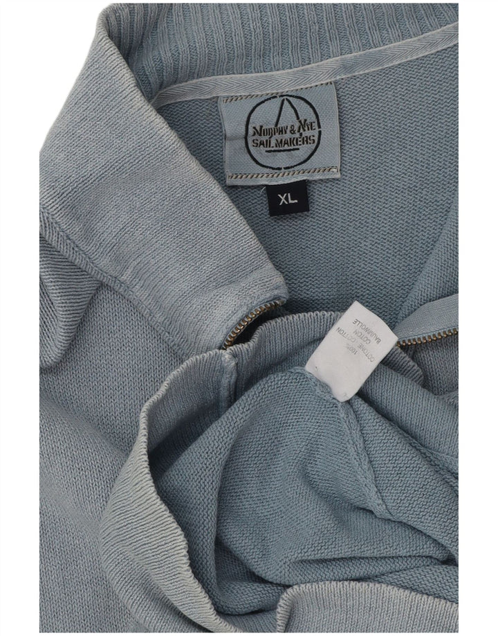 Maglione da uomo con zip e collo Murphy & Nye XL in cotone blu