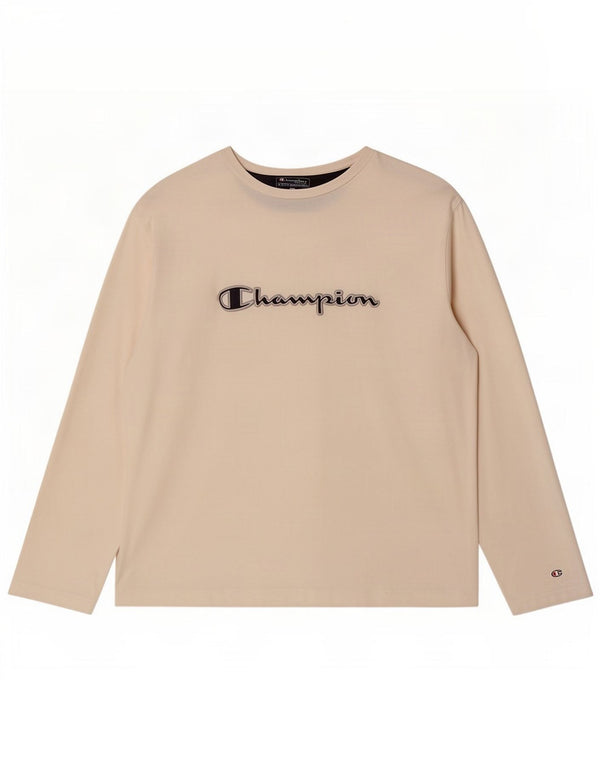 Champion Top grafico da uomo a maniche lunghe XL in cotone bianco