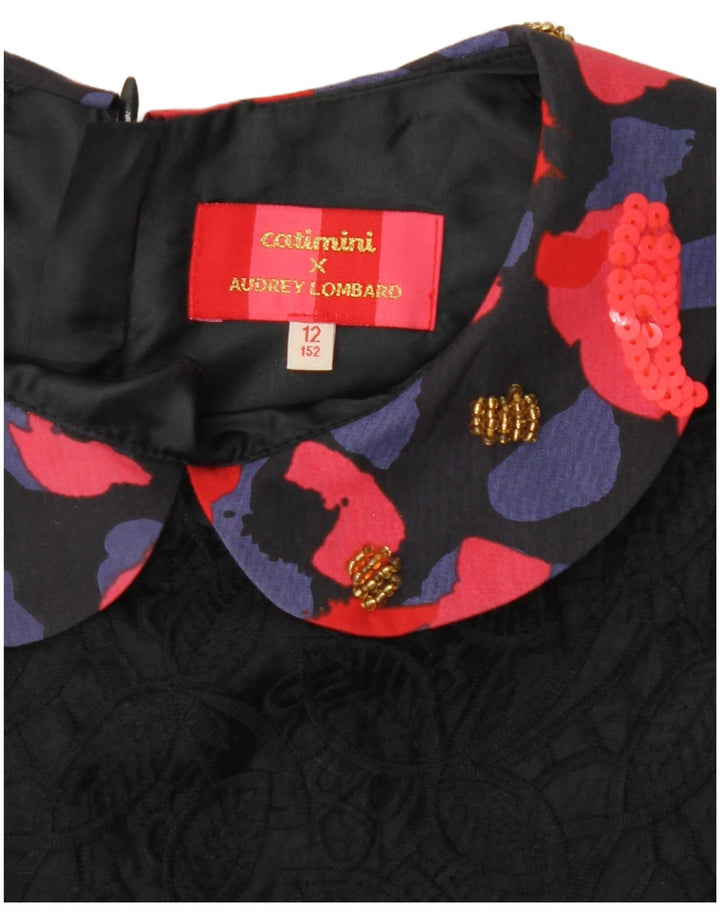 Abito basic per bambina Catimini 11-12 anni Poliestere floreale nero