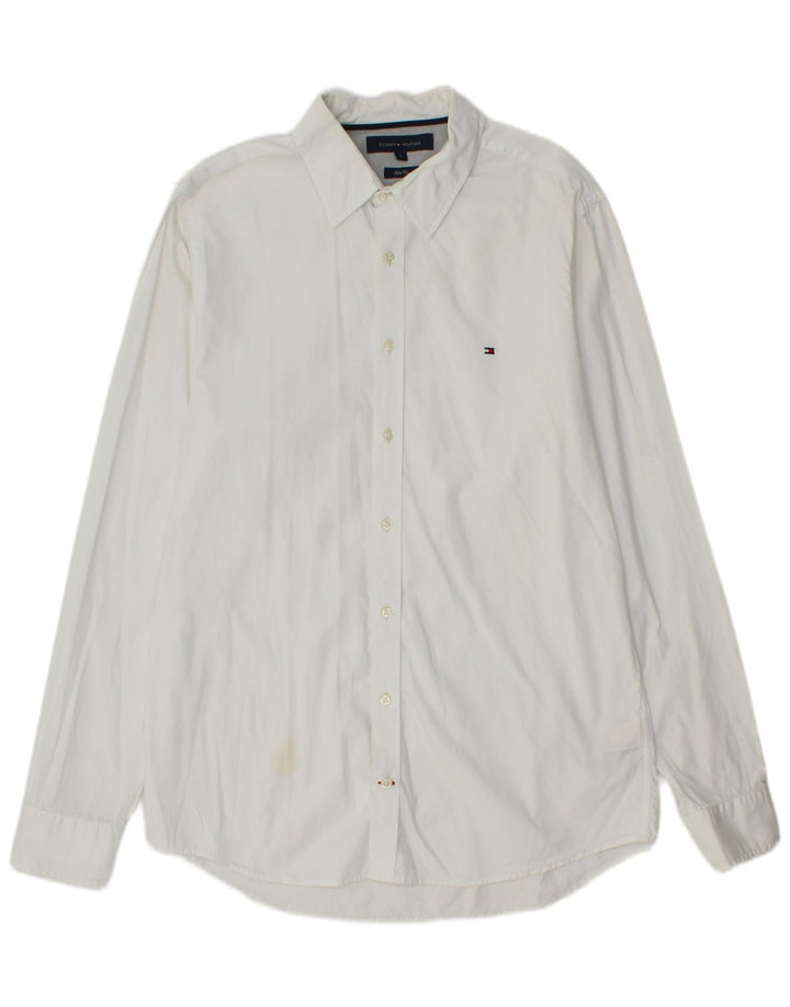 Camicia slim fit da uomo Tommy Hilfiger grande cotone bianco