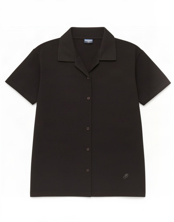 Camicia a maniche corte da donna Asics UK 18 XL cotone nero