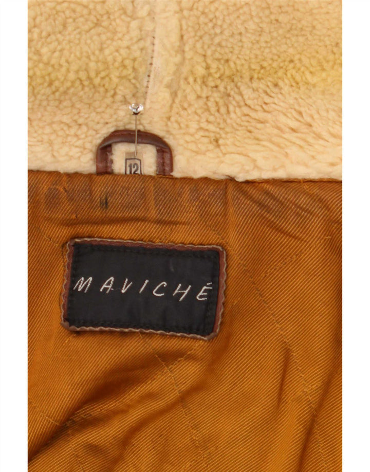 Cappotto oversize in pelle da donna Maviche UK 12 Colorblock marrone medio