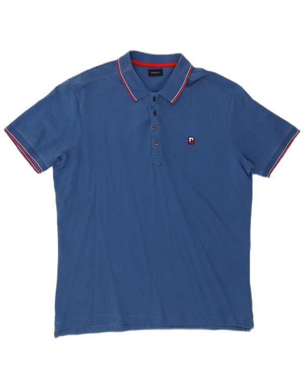 Polo Diesel da uomo XL in cotone a righe blu