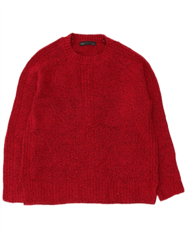 Maglione maglione girocollo oversize da donna Marks & Spencer UK 10 piccolo rosso