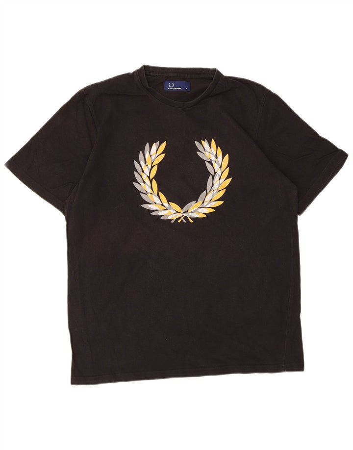 T-shirt grafica da uomo Fred Perry Top in cotone nero medio