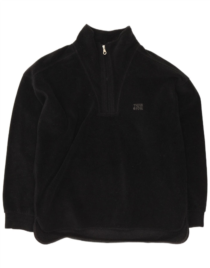 Maglione in pile da uomo Think Pink con collo con zip grafico, grande poliestere nero