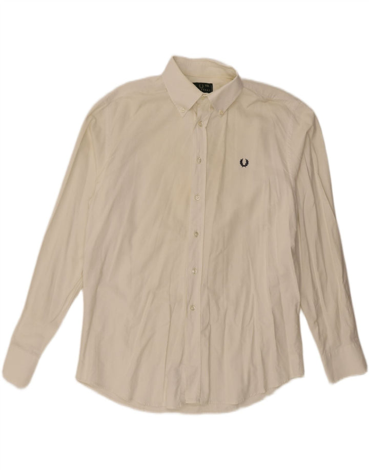 Camicia da uomo Fred Perry 2XL in cotone bianco sporco