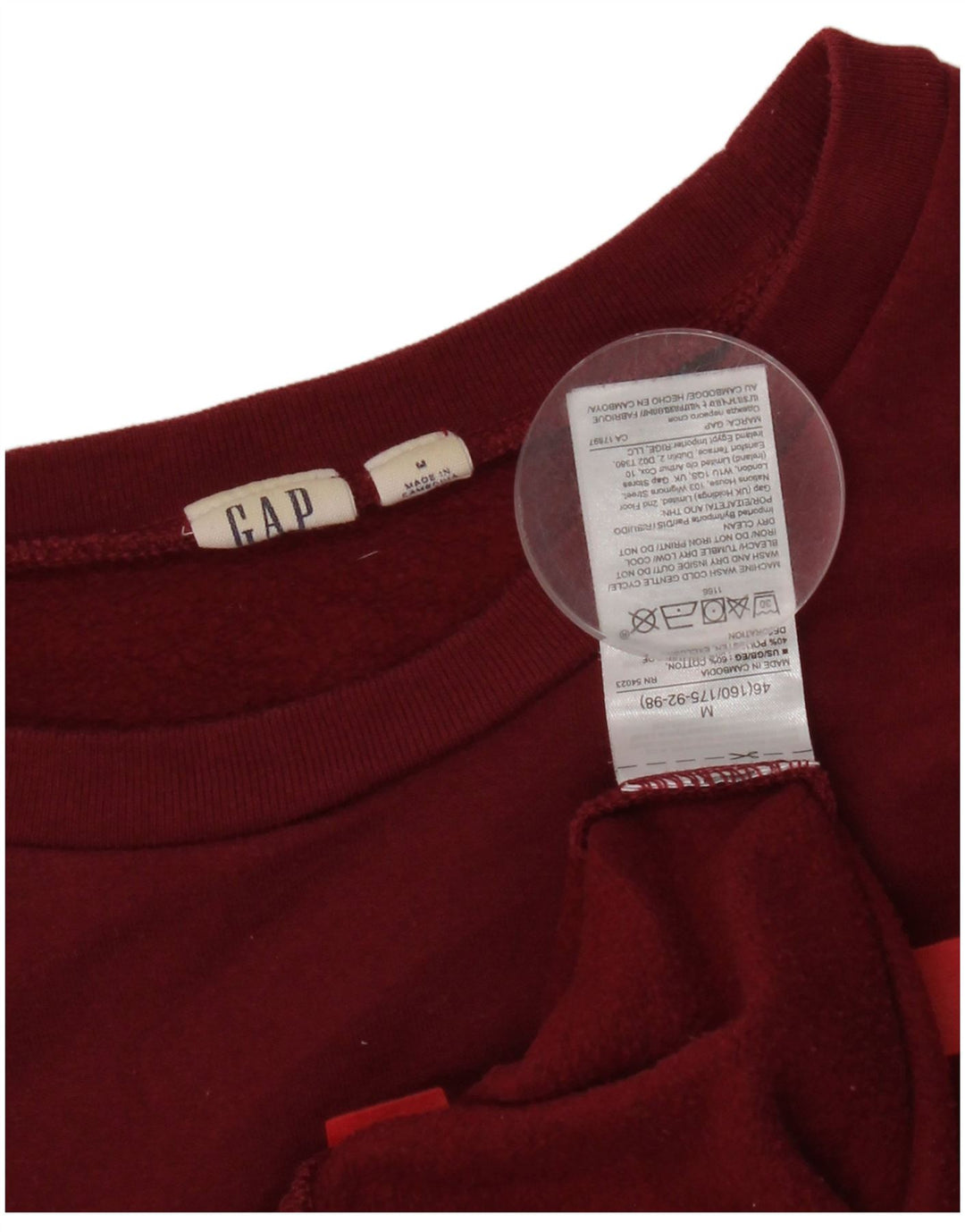 Felpa grafica da donna Gap Jumper UK 14 Cotone bordeaux medio