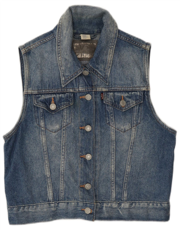 Gilet in denim corto da donna Levi's UK 12 cotone blu medio