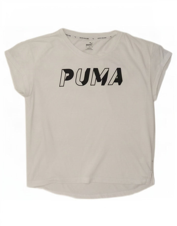 T-shirt grafica da donna Puma UK 10 piccola bianca in poliestere