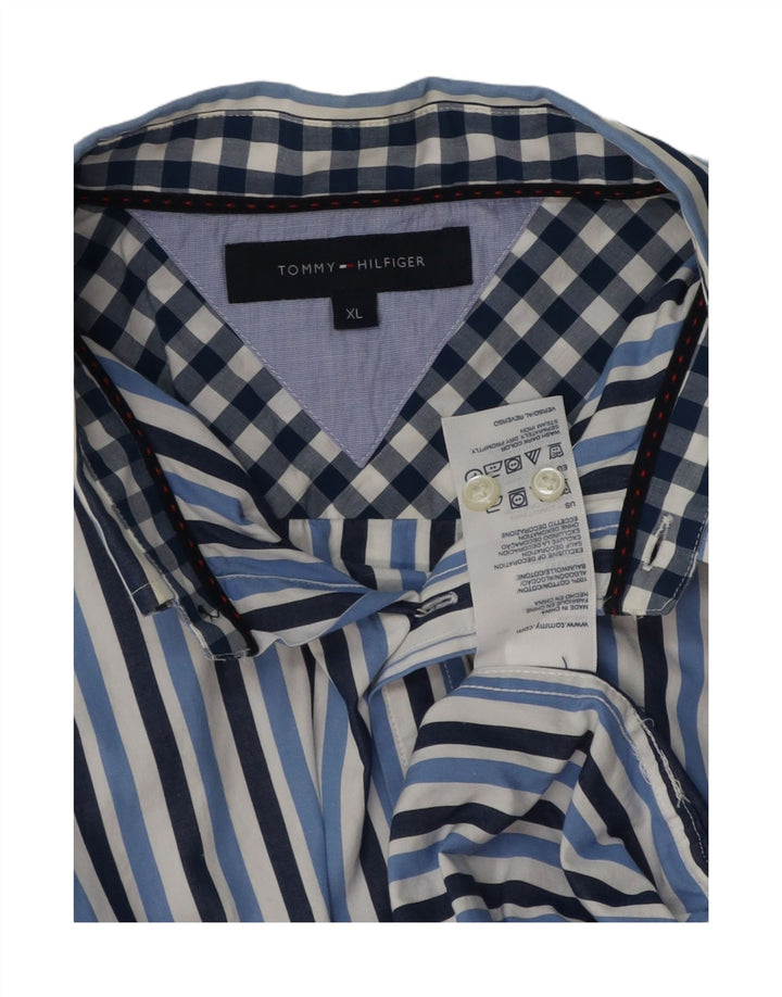 TOMMY HILFIGER Camicia da uomo XL in cotone a righe blu