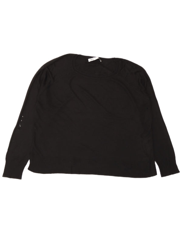 Maglione corto con scollo a barca oversize da donna Zara UK 10 piccolo nero