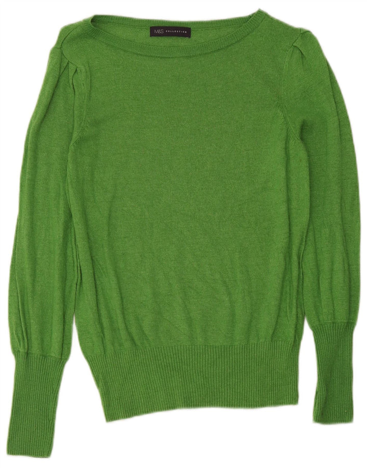 Maglione da donna Marks & Spencer con scollo a barca UK 12 Viscosa verde medio