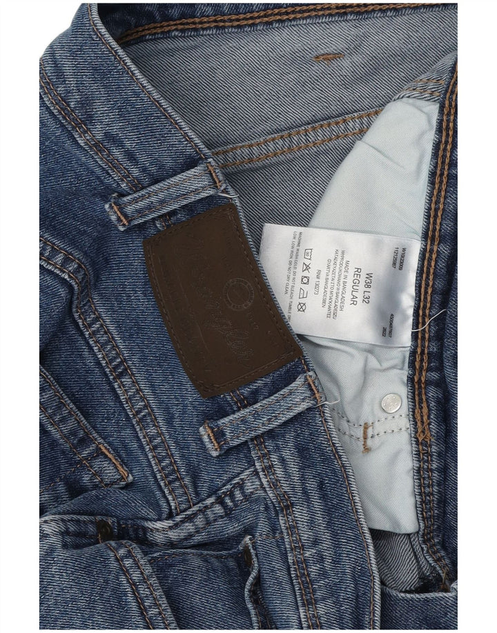 WRANGLER Mens Regular Fit Straight Jeans W38 L32 Blue Cotton