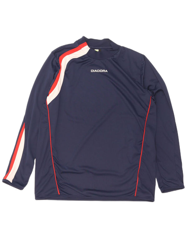 Top Diadora Uomo Manica Lunga XL Blu Navy Colourblock Poliestere