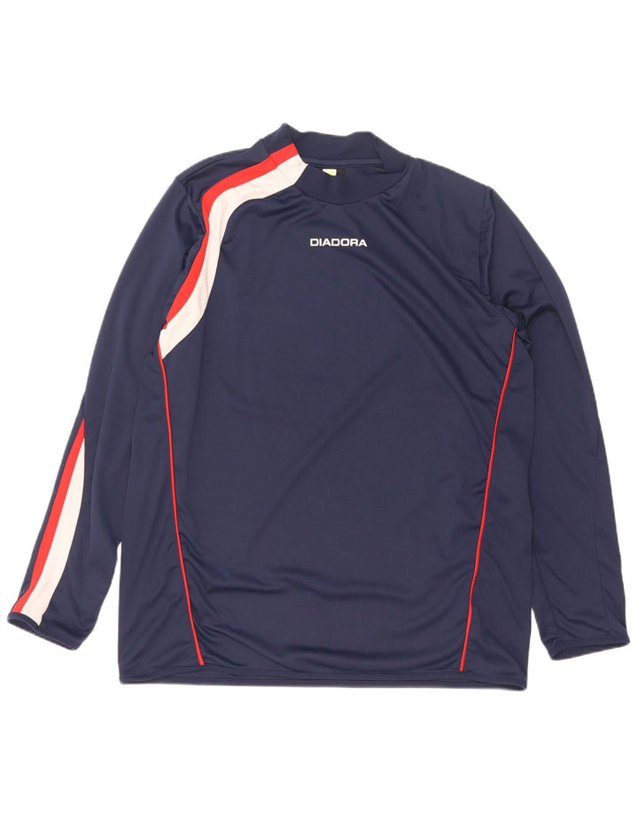 Top Diadora Uomo Manica Lunga XL Blu Navy Colourblock Poliestere