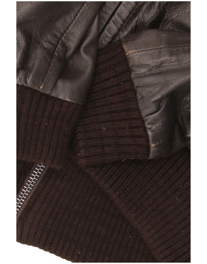 Giacca in pelle da donna Zara UK 10 piccola in pelle marrone