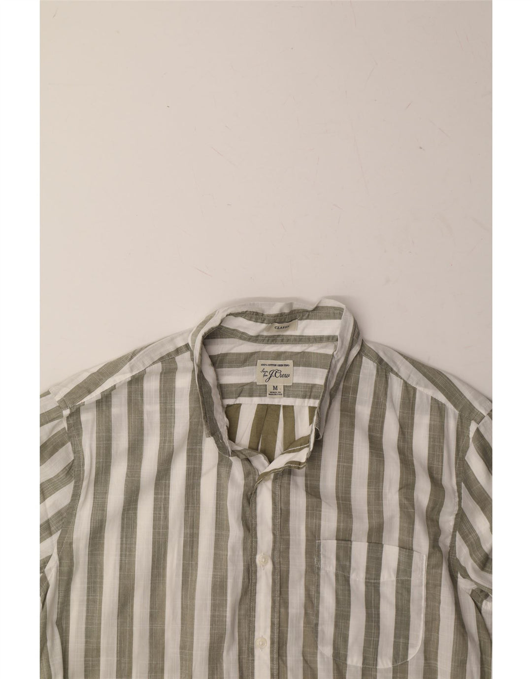 J. CREW Mens Classic Fit Short Sleeve Shirt Medium Grey Striped Cotton Vintage J. Crew and Second-Hand J. Crew from Messina Hembry 