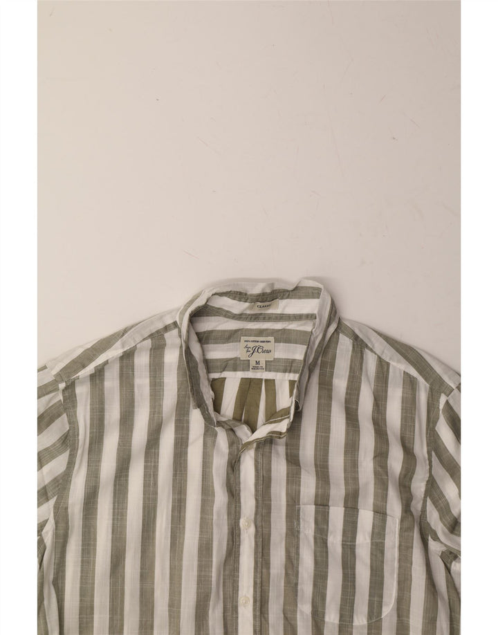 J. CREW Mens Classic Fit Short Sleeve Shirt Medium Grey Striped Cotton Vintage J. Crew and Second-Hand J. Crew from Messina Hembry 