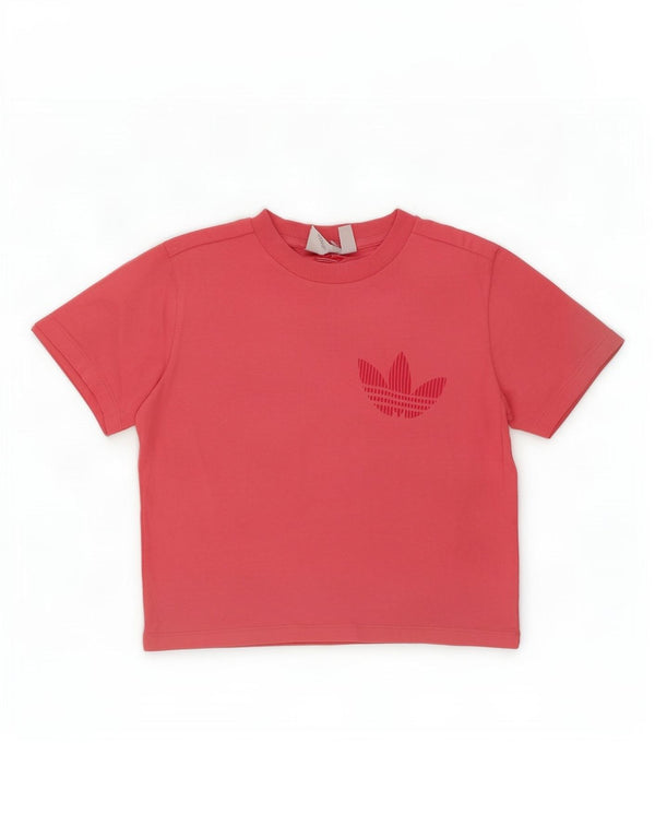 T-shirt grafica corta da donna Adidas UK 10 piccola in cotone rosa